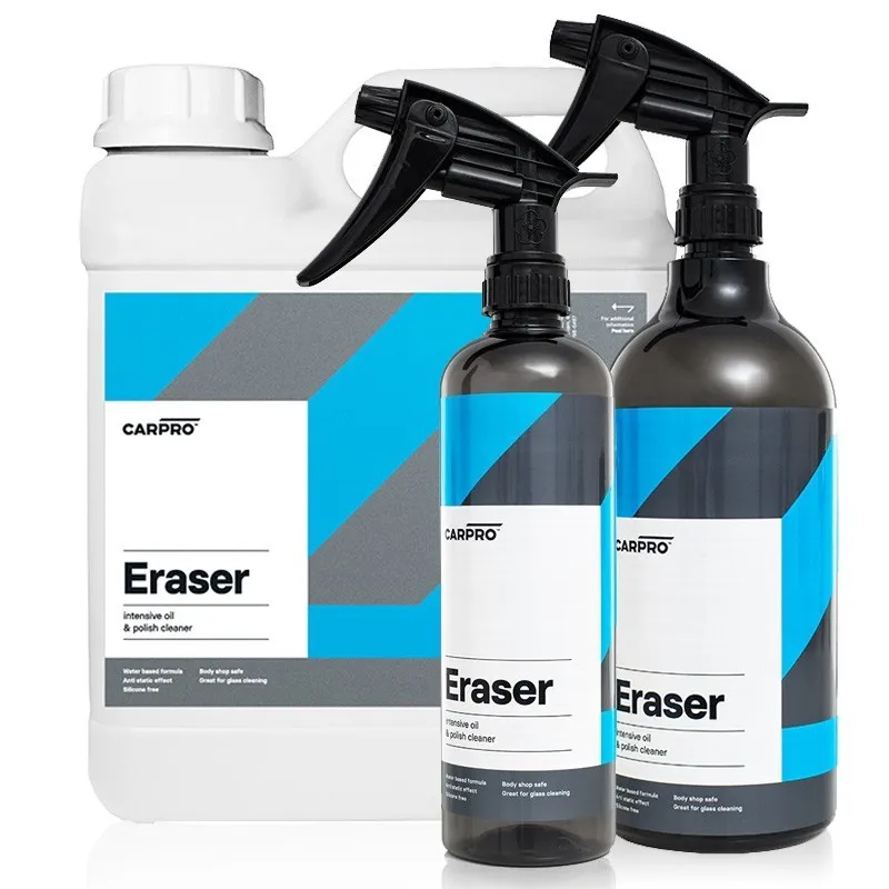 Eraser est un cleaner qui élimine les huiles, les silicones et la poussière de polissage afin de garantir une performance de liaison maximale des produits de protection.